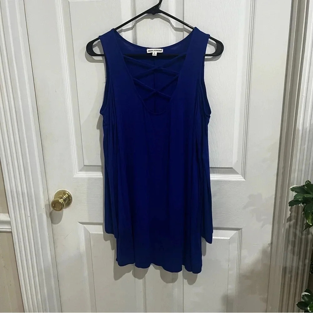 Zebra outfitters womens royal blue split sleeve dress